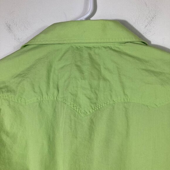 Mens Roper Western Pearl Snap Long Sleeve Shirt Lime Green S Cotton - Picture 5 of 7